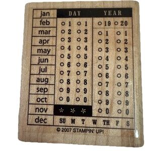Stampin' Up! Perpetual Calendar Stamp - Black and Brown